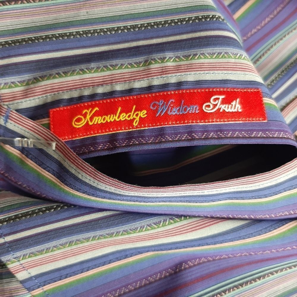 Robert Graham Striped Cotton Flip Cuff Button Front Shirt Size Small NEW - Picture 7 of 9